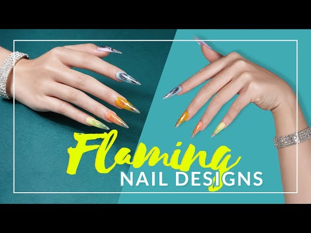 Transparent Flaming Stiletto Nails with Foils - Lavis Dip
