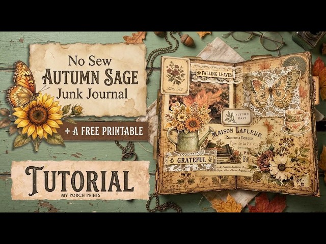 Easy No-Sew Autumn Junk Journal Tutorial + FREE PRINTABLE🍂