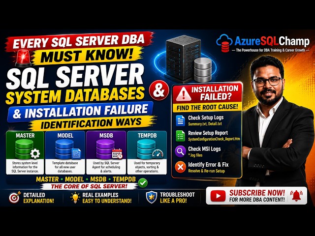 🎓Every SQL Server DBA Must Know! | System Databases + Installation Failure Troubleshooting 💻