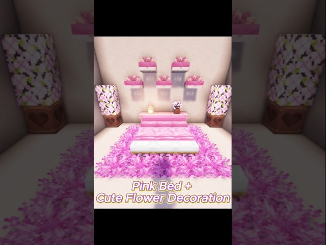 Simple Pink Bed Design 🛏️ #minecraft #shorts