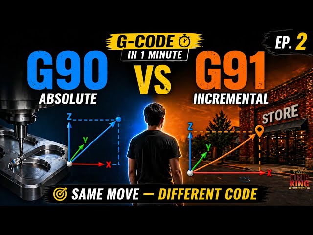 G-Code Explained in 60 Seconds — G90 Absolute vs G91 Incremental | CNC Basics