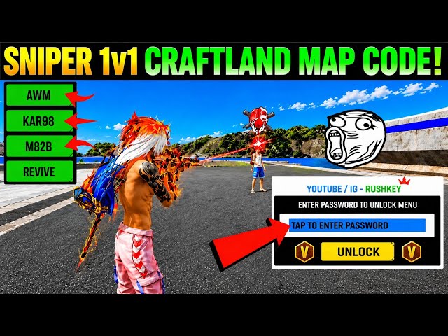 Sniper 1v1 Craftland Map Code 🤯 | 100% Auto Headshot Setting! 🎯