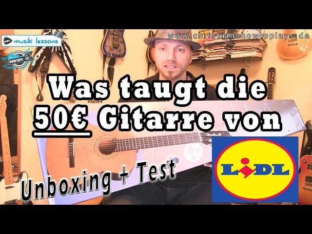 Is the €50 LIDL guitar any good? | Unboxing+Test | "The guy with the hat"