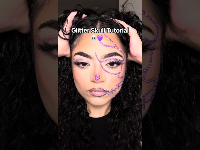 Glitter Skull Makeup Tutorial!! 💀😍💜✨ #youtube #shorts #makeup #ytshorts #shortsviral #fypシ゚viral