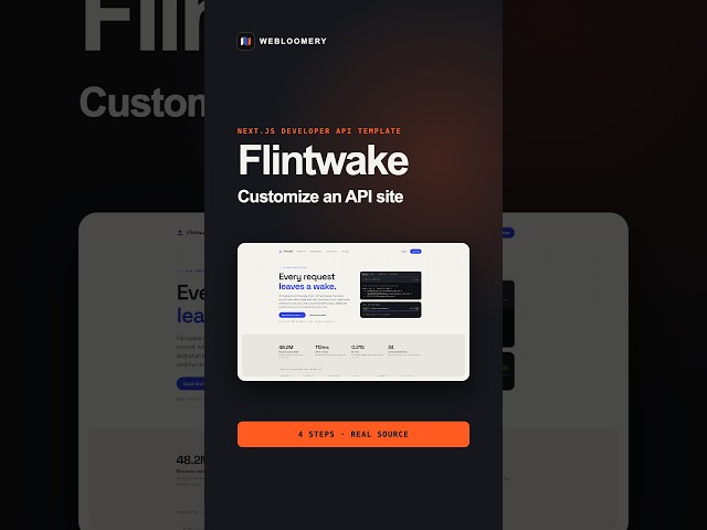 Customize a Next.js Developer API Website Template in 4 Steps | Flintwake #Shorts