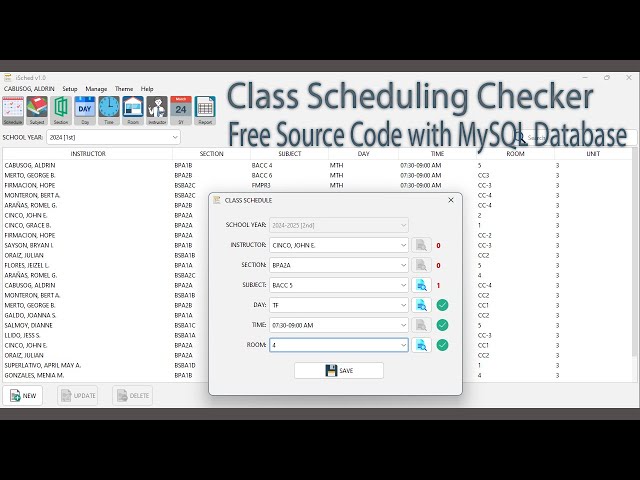Class Scheduling checker | Free Source Code with MySQL