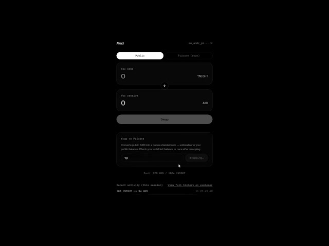 Akad — Privacy-Optional AMM on Midnight Network | Demo