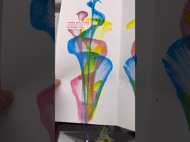 How to paint with string pulling! 🎨😱 #art #easypainting #howto #tutorials #diy #stringart
