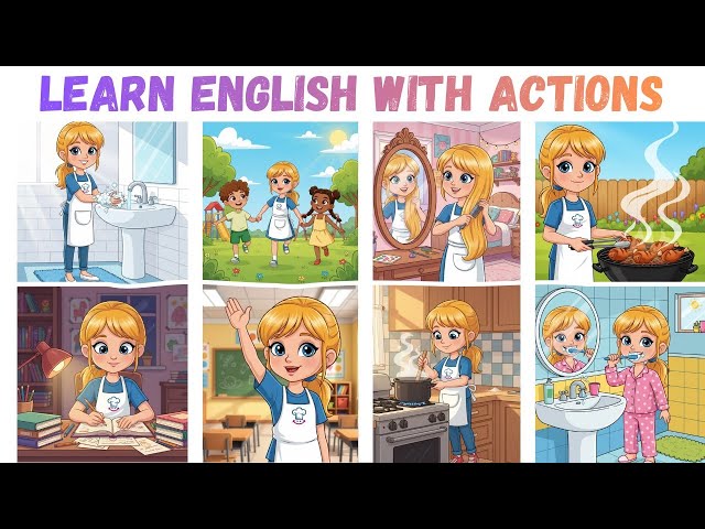 Learn English with Actions | 50 Daily Use Sentences for Beginners (A1 Level)