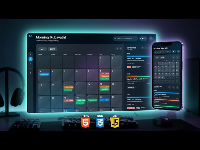 Responsive scheduling dashboard HTML/CSS/JS template