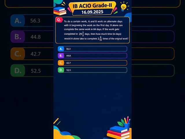 Crack IB ACIO Quant: Alternate Days Work Shortcut Trick #shorts   #governmentexams
