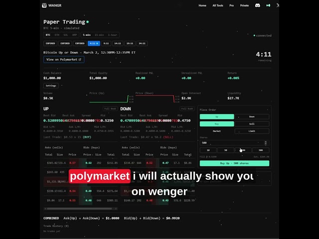 Paper Trading on Polymarket with live Up Or Down Order books and fills