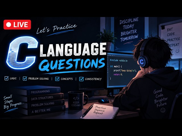 Day 1 of C Language Practice | Solving C Programming Questions 🔴 LIVE