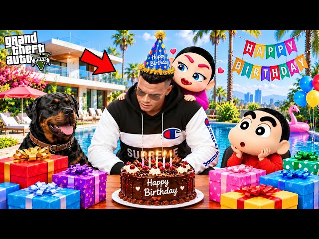 Shinchan, Himawari & Chop Surprised Franklin on His Birthday in GTA 5 | JSS GAMER