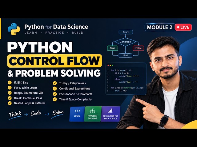 Python Control Flow & Loops for Beginners 🔥 | If Else, For, While & Problem Solving