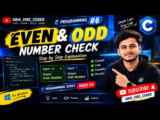 Even or Odd Number in C | C Programming Practical | Beginner Friendly Hindi | abhi vibe coder.....