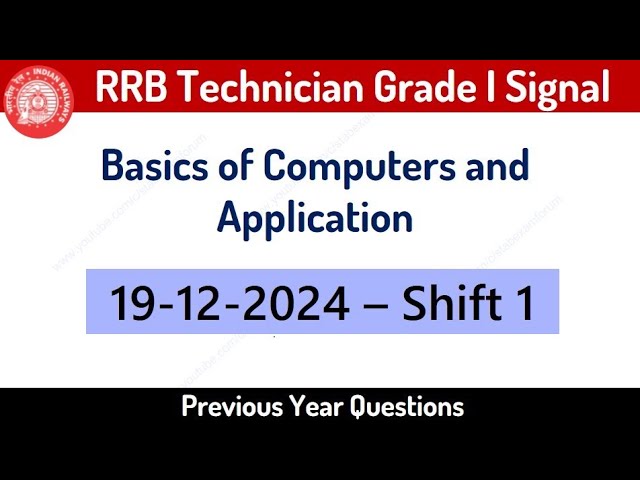 RRB Technician Grade 1 Signal Previous Year Questions - Basics of Computers and Application 2026 