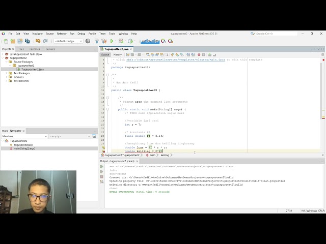 Tutorial NetBeans Mencari Luas dan Keliling Lingkaran