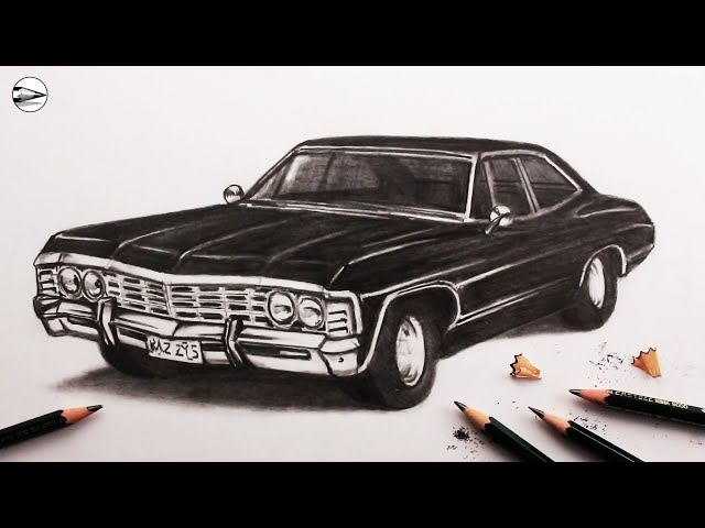 How to Draw a Realistic Car Narrated for Beginners: 67 Chevy Impala