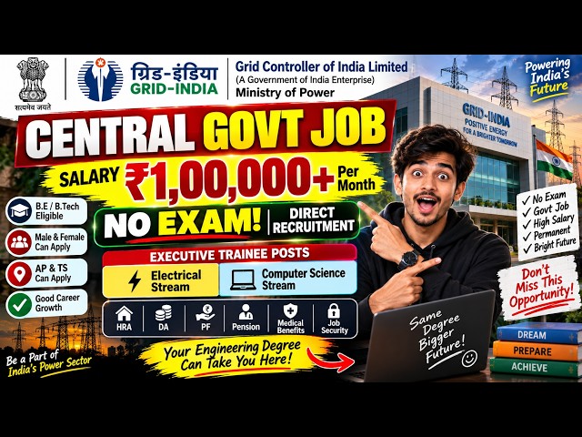 No Exam 🚨 Permanent Government Job | ₹1,00,000+ Salary Per Month | Central Govt Jobs Telugu 2026