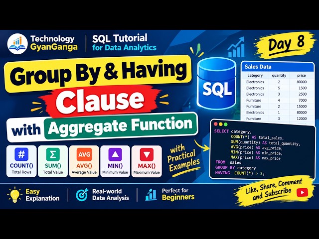 GROUP BY & HAVING Clause with Aggregate Functions in SQL | Practical Examples for Beginner and DA
