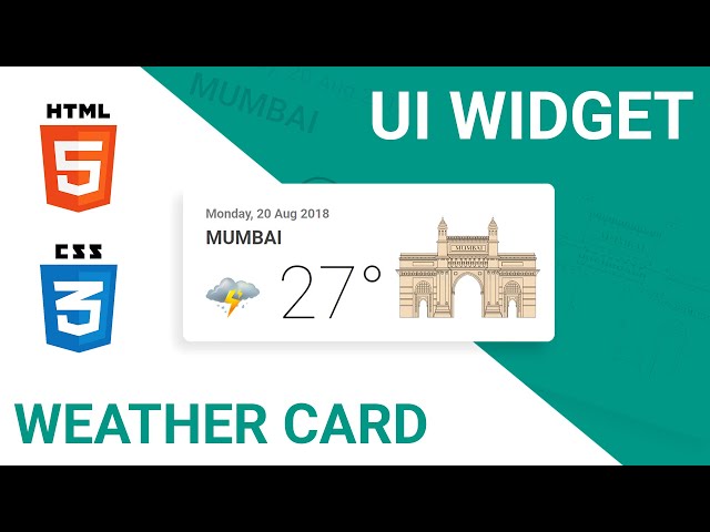 UI Widget Design Tutorial - Weather Card | HTML CSS Speed Coding