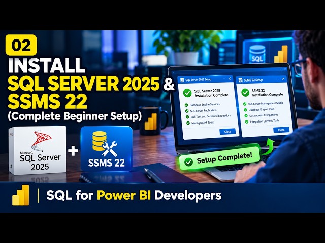 Install SQL Server 2025 & SSMS 22 (Complete Beginner Setup) ☑️  Video 2/30   #sqlserver #powerbi