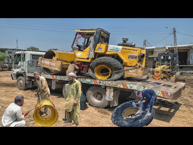 Restoration Process Of Damaged Dynapac Road Roller | Exchanging Of Body Parts,Tyre And Rim |Accident