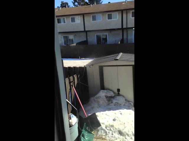 Spraying boiling water in winter
