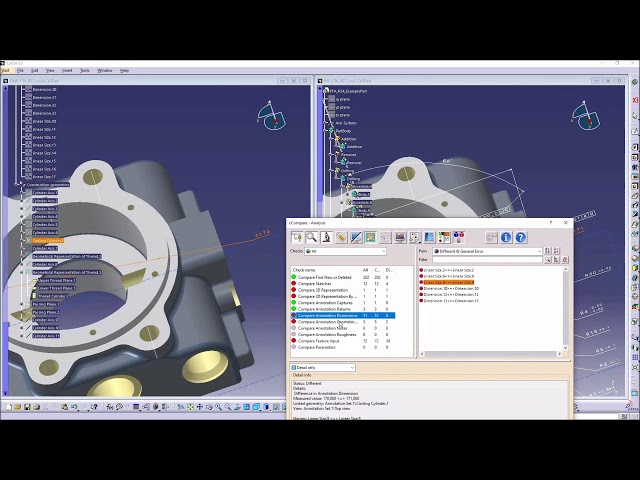 xCompare for CATIA V5 for Model Based Definition (3D Master) - Comparison of Two Parts