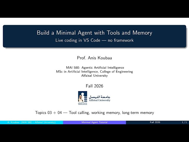 MAI 580 | Build a Minimal Agent with Tools and Memory: Live Coding in VS Code (English)