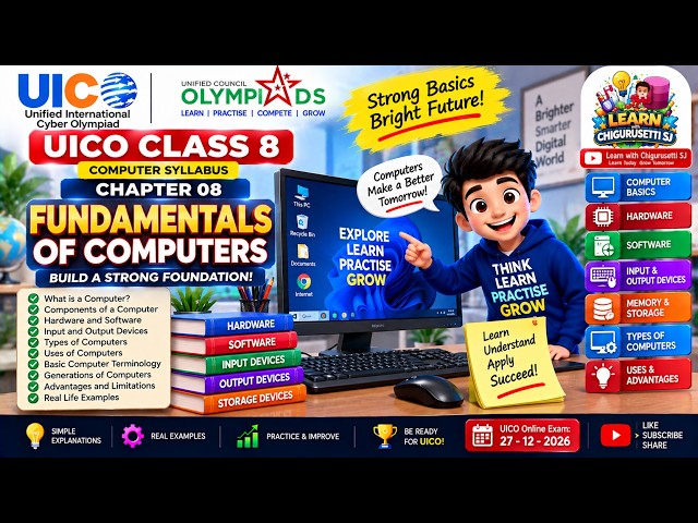 UICO Class 8 Fundamentals of Computers 🖥️ | Basics, Hardware, Software & Devices | Part 8