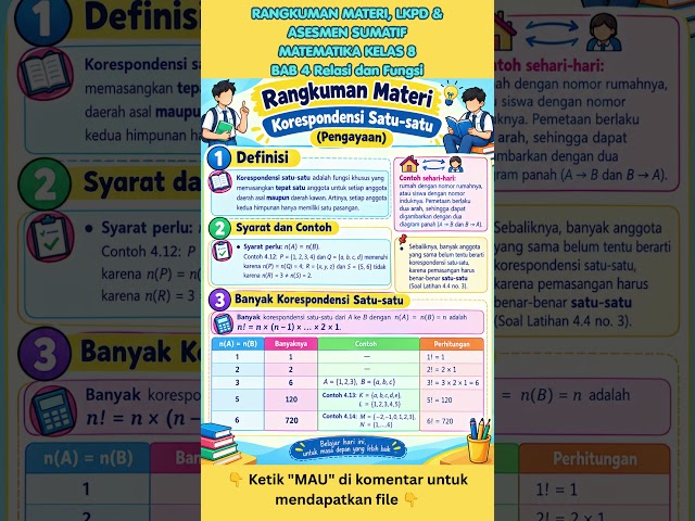 Rangkuman Materi, LKPD & Asesmen Sumatif Kelas 8 MATEMATIKA BAB 4 Persamaan Linier dan Pertidaksamaa