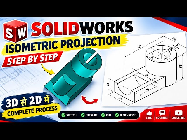 SolidWorks Isometric Projection | Step-by-Step 3D Part Modeling Tutorial