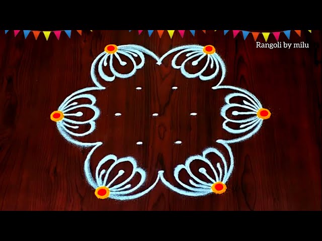 5×3dots easy rangoli|daily muggulu|thipkyanchi,festival rangoli|traditional rangoli#Rang kaa Rangoli