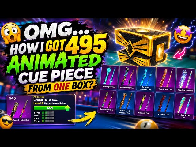 OMG! 😱 How I Got 495 ANIMATED CUE PIECES From Just ONE Box! 8 Ball Pool | Community Quest #games