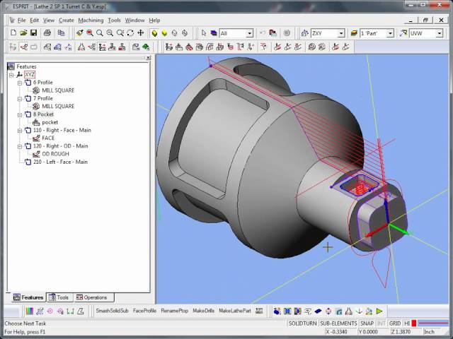 ESPRIT CAM - Mill / Turn Multi-Axis programming from solid Model