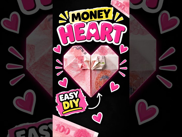 Turn Your Cash into Love! 💖 Quick Money Origami Heart Tutorial 💸✨ #MoneyOrigami #OrigamiHeart
