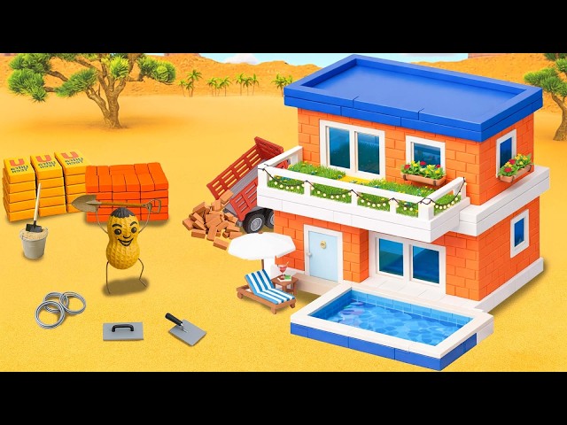 DIY Construction Science Project - Building a Brick House with Front Pool