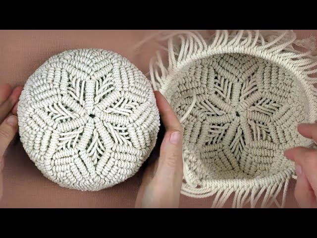 Macrame Basket Pattern with Flower DIY