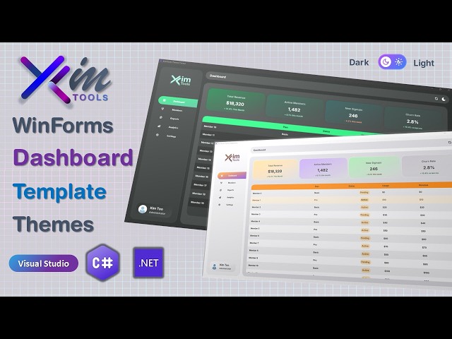 Build a Modern WinForms Dashboard + Login with Dark & Light modes using KimTOOLs Themes