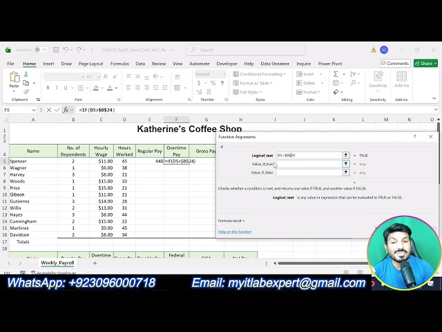 Exp25_Excel_Ch02_ML1 - Katherine's Coffee Shop Weekly Payroll | #Katherine'sCoffeeShopWeeklyPayroll