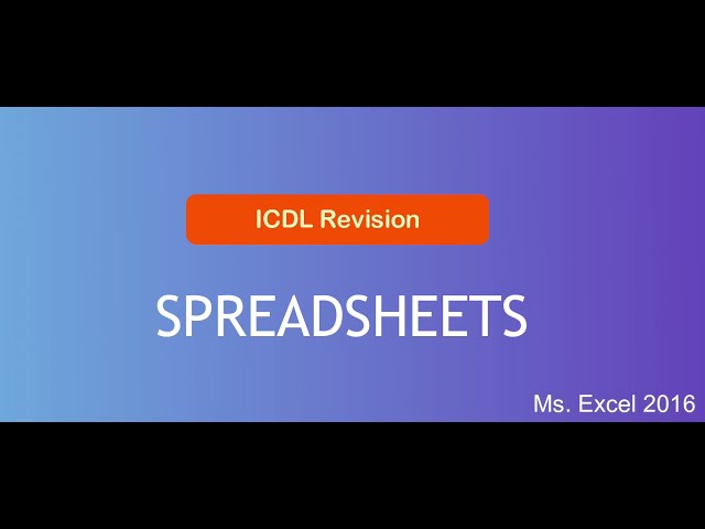 ICDL Spreadsheets( Ms Excel 2016 )-Exams (diagnostics Revision)
