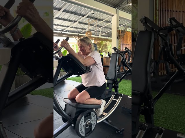 Robin at gym strengthening tummy