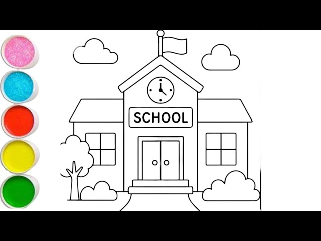 🏫 How to Draw a School Step by Step | Easy School Drawing for Beginners 🎨