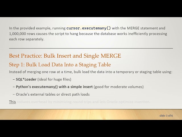Optimizing Bulk Imports to Oracle DB Using MERGE with Python