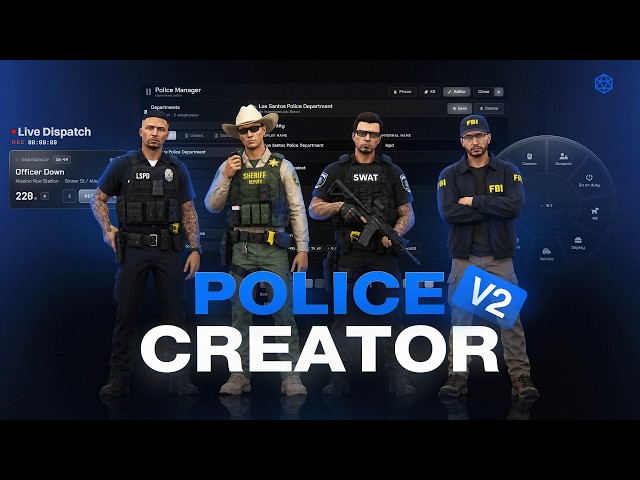 ALL IN ONE FiveM Police Job + Dispatch V2 – Build Departments In-Game, No Restart | ESX/QBCore/QBox