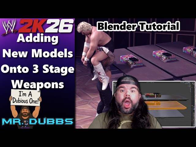 Parenting New Meshes For 3 Stage Weapons. A Blender Tutorial For WWE 2K26 Mods