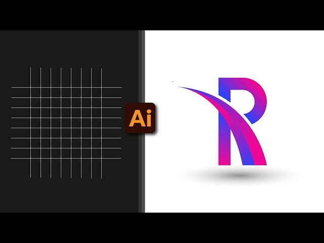 Modern Letter R Logo Design in Adobe Illustrator | Gradient Logo Tutorial | Grid Based Logo Design