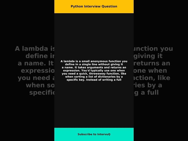 What is a Python lambda function and when would you use one? #Shorts